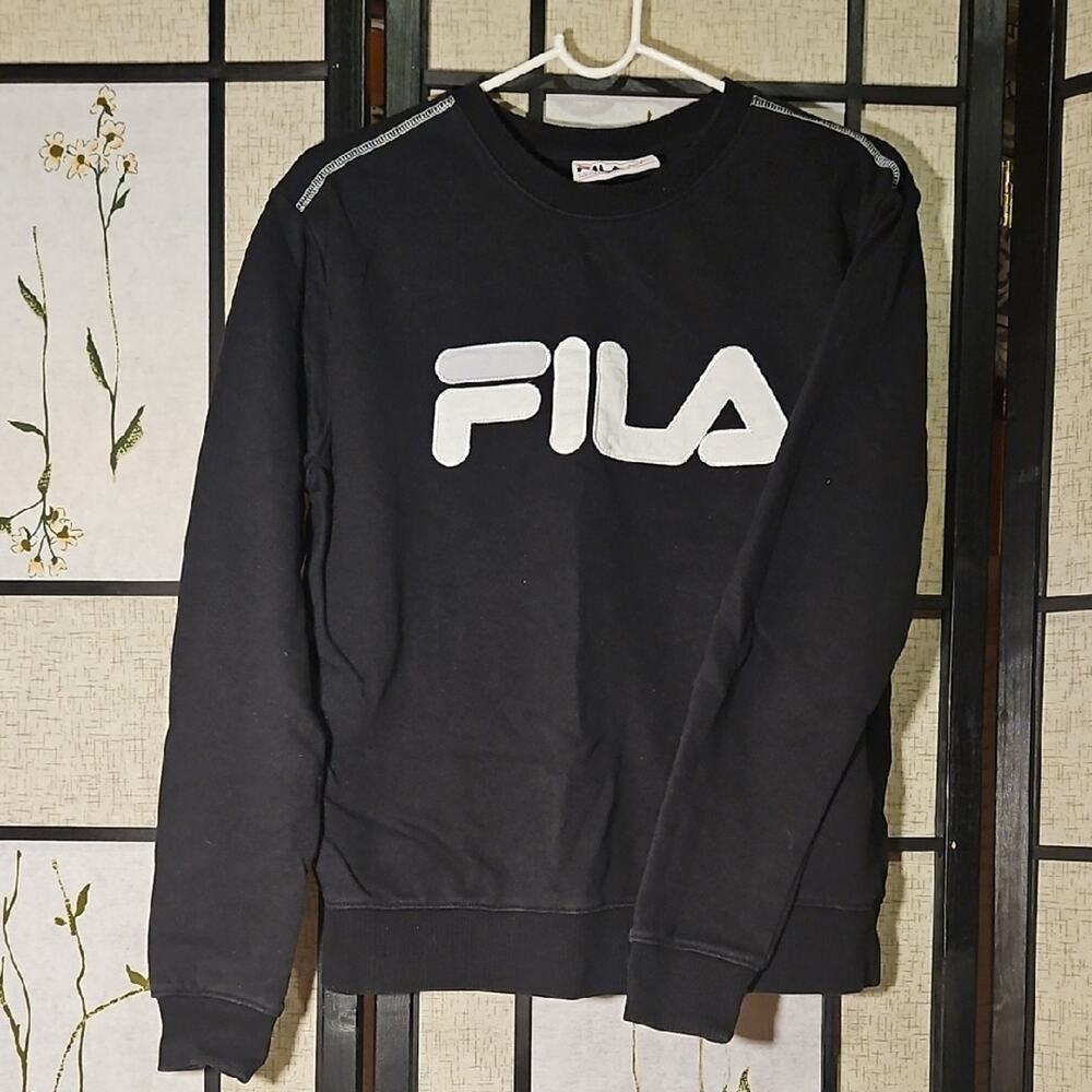Fila Black Crewneck with White Logo Accent